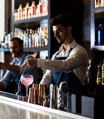 bartenders mixing cocktails